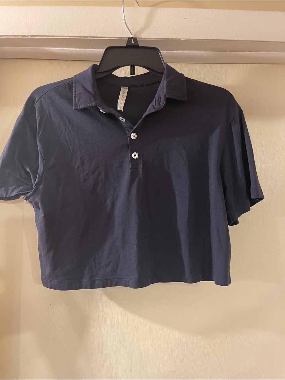 Women’s cropped Navy Polo Shirt